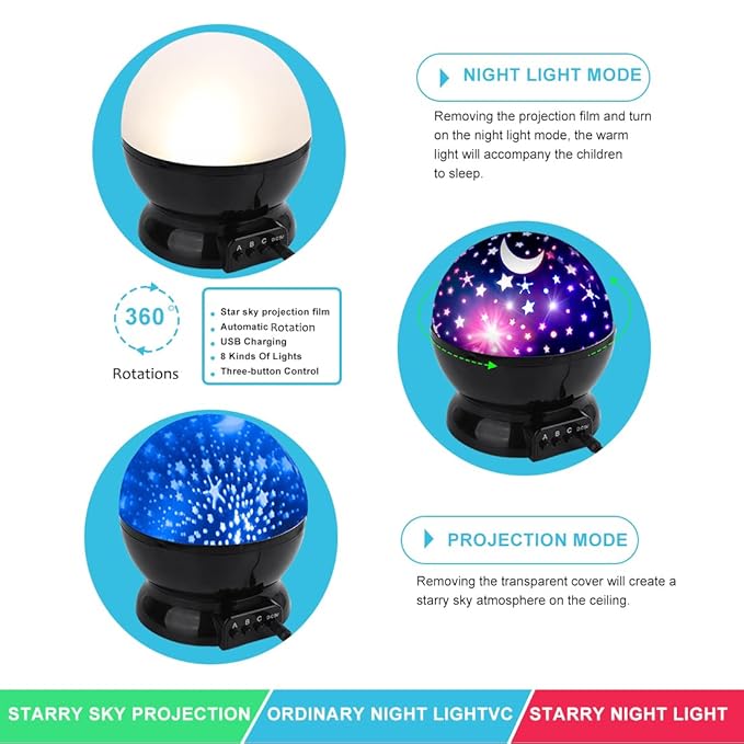 LED Starry Sky Rotating Projector Lamp