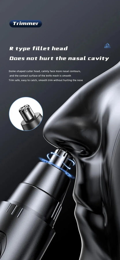 Black Electric Rechargeable Ear and Nose Hair Trimmer